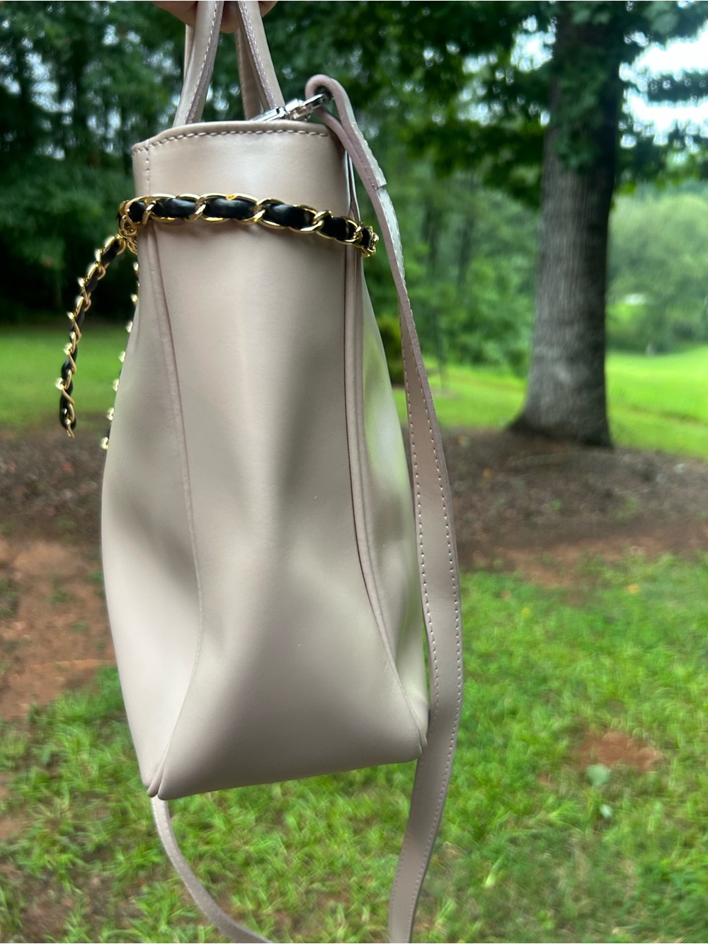 Furla Blush Pink Leather Tote Crossbody Bag Chain Detail Dust Bag - Read Details - Picture 9 of 15